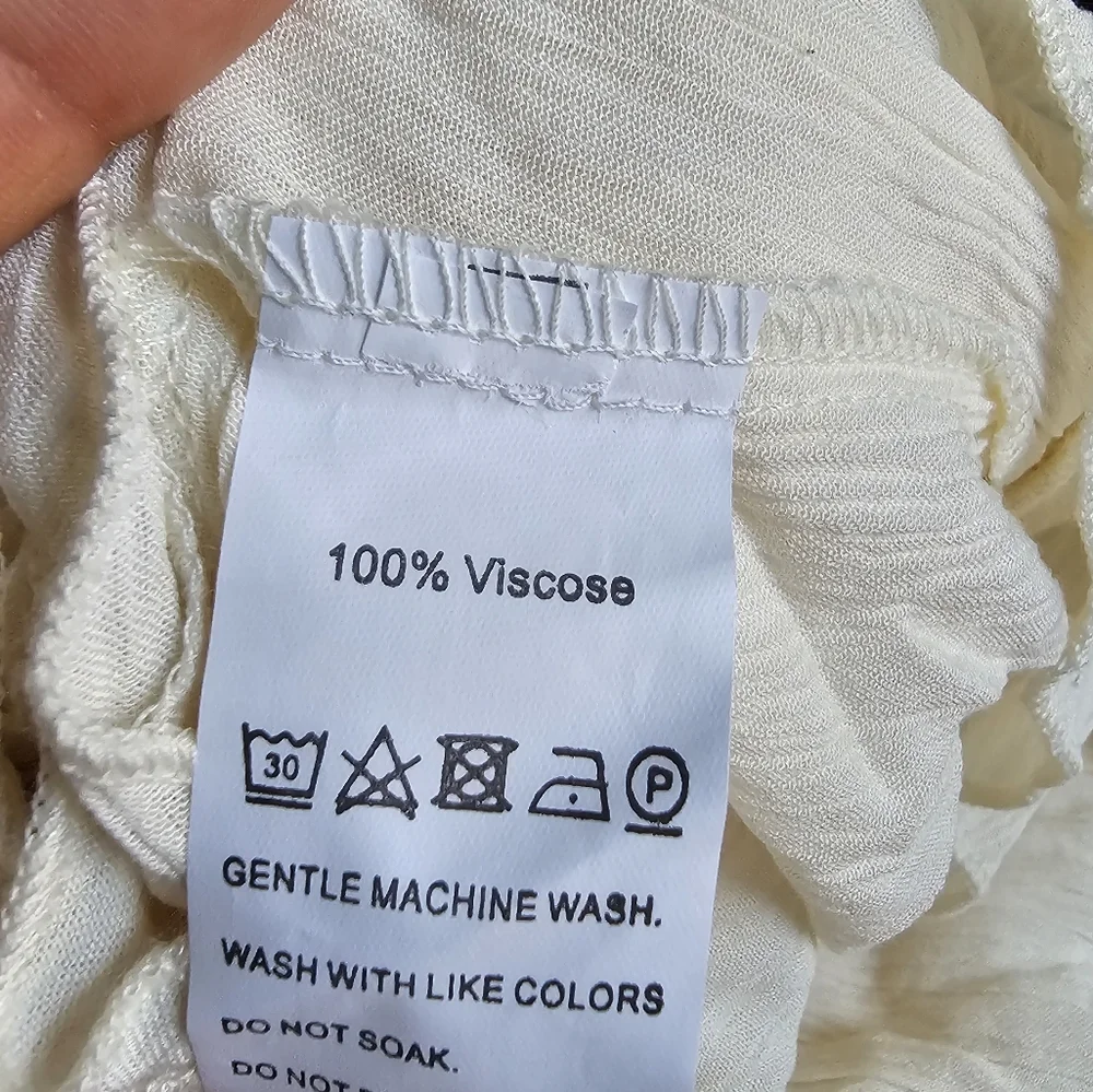 NWOT. Cream Tiered Ruffled Sundress with Plunge Neckline - Picture 7 of 7